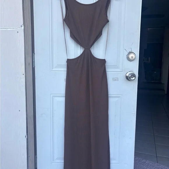 Princess Polly Brown Ribbed Cutout Maxi - Picture 2 of 6
